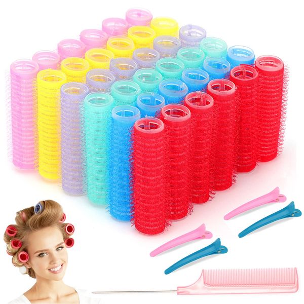 RANJIMA 36 Stück Lockenwickler, 6 Farbe Lockenwickler Set Kleine Selbsthaftend Hair Rollers, Haarroller Locken Ohne Hitze Kurze Lockenwickler über Nacht Haarwickler für Frauen Salon Barbier Friseur