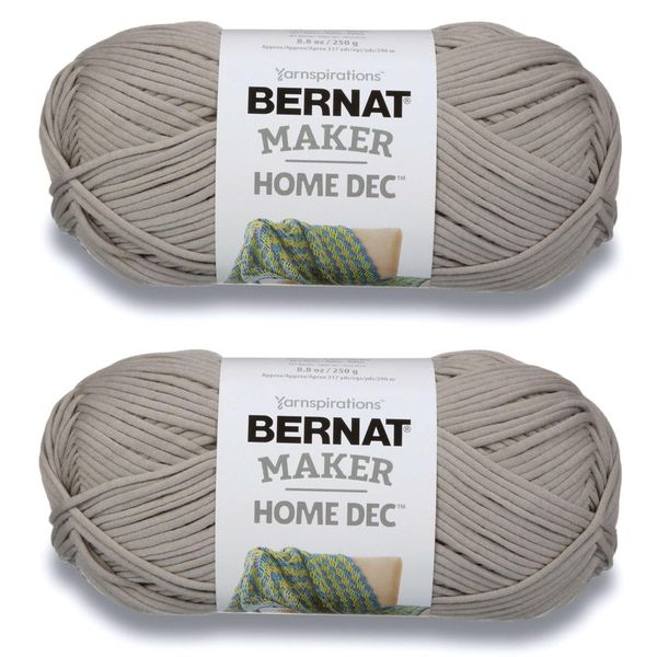 Bernat Maker Home Dec Clay Yarn - 2 Pack of 250g/8.8oz - Cotton - 5 Bulky - 317 Yards - Knitting/Crochet
