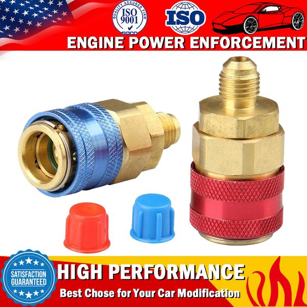2Pack Car Freon AC A/C Air Conditioning High/Low Quick Connector Adapter Coupler