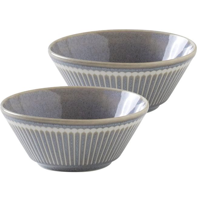 Minoru Pottery Mino Ware Albee 105 Bowl, Gray, Set of 2