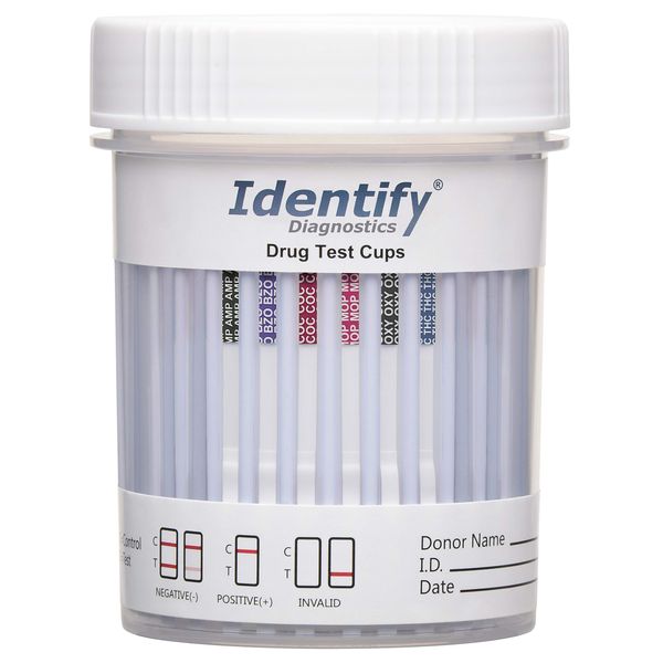 5 Pack Identify Diagnostics 6 Panel Drug Test Cup - Testing Instantly for 6 Different Drugs THC50, OXY, MOP, COC, BZO, AMP ID-CP6 (5)