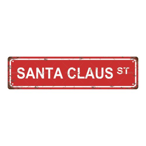 1pc, SANTA CLAUS ST" Funny Metal Tin Sign (15.75" x 3.94" / 40 x 10cm), Novelty Street Sign, Home Decor, Room Decor, Wall Decor, Bathroom Decor, Bar Decor, Cafe Decor, Garage Decor