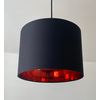 Black Cotton Mirror Copper Drum Lampshade