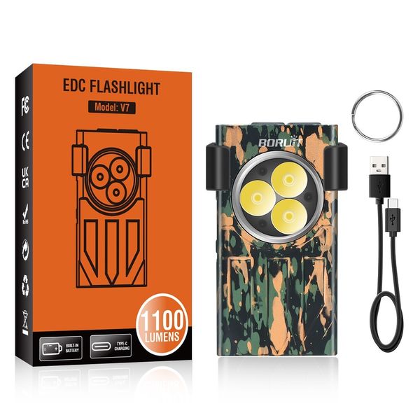 Mini Pocket LED Flashlight Magnetic Work Light Torch Rechargeable Lamp Hiking
