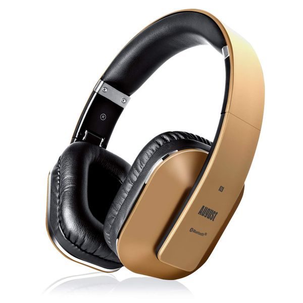 Over Ear Wireless Bluetooth Headphones with Mic - August EP650 - Custom App for Easy EQ Sound Control, aptX Low Latency, NFC, Rich Bass Clear Sound, 30 days Stand By High-Performance Comfort [Gold]