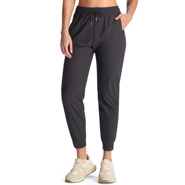 CANSEN Women's Joggers Pants with Pockets Lightweight Quick Dry Hiking Joggers for Athletic Casual Workout Running Lounge Grey