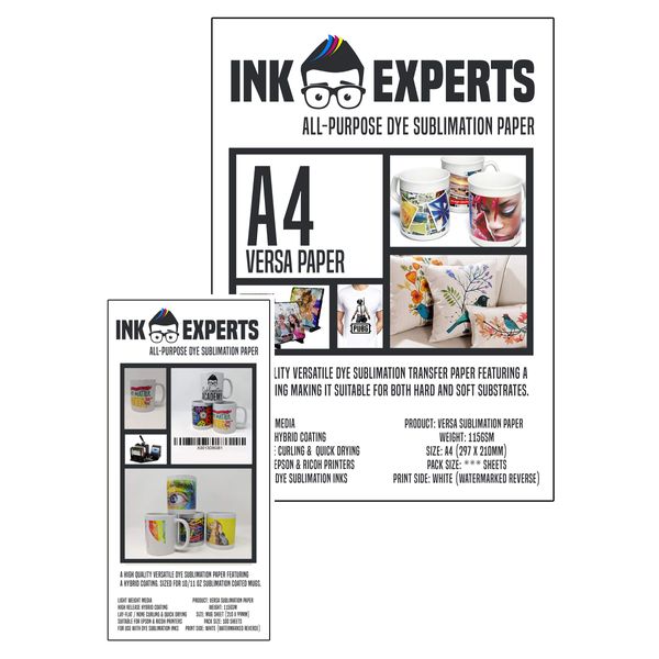 Ink Experts Versa A4 and Mug Size Sublimation Paper Bundle Pack