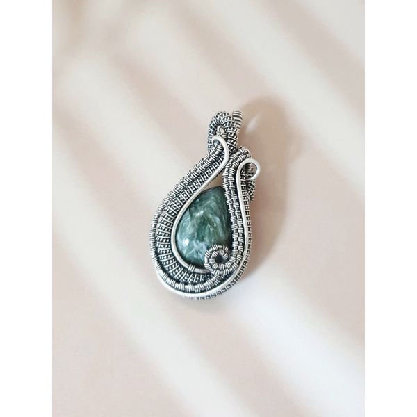 Seraphinite 925 Silver Wire Gemstone Pendant Necklace