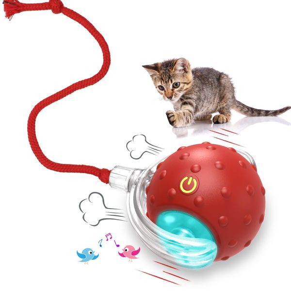 Giociv Cat Toys Interactive with Motion Activated & Chirping, Rolling Super Fast on Carpet Happy Party Game with Kittens