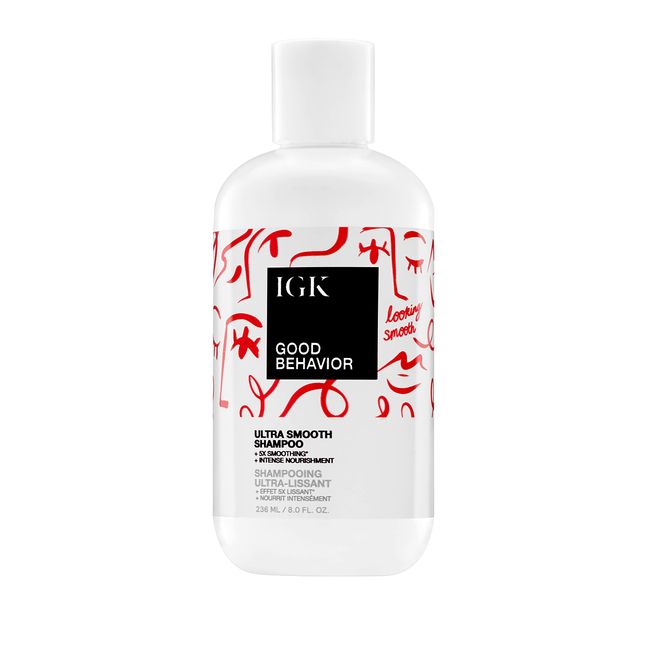 IGK GOOD BEHAVIOR Ultra Smooth Shampoo | Frizz Control + Hydrates + Shine | Vegan + Cruelty Free | 8 Oz