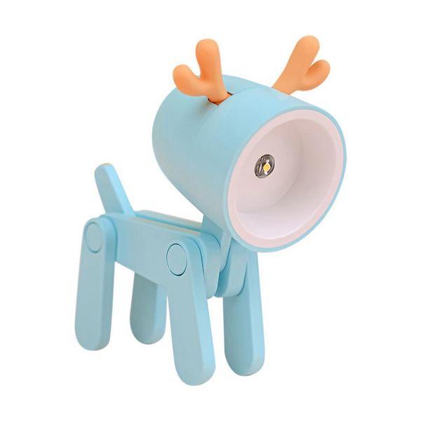 Cute Pet Night Lights Folding Dog Table Lamps Eye Protection Lamps (Blue Deer)