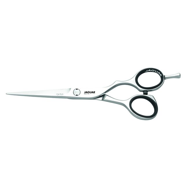 Jaguar Shears Silver Line CJ4 Plus 5.5 Inch, 3.7 oz Professional, Ergonomic, Steel Hair Cutting, Trimming, & Texturizing Sissors for Salon Stylists, Beauticians, Hair Dressers and Barbers