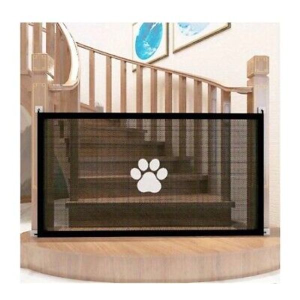 Easy Install Portable Mesh Dog Gate Pet Barrier for Doors 110cmX78cm WHITE