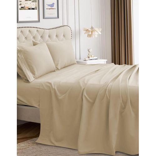Mocassi Pillowcases 1800 Premium Hotel Quality - Easy Care, Smooth Weave, Wrinkle and Stain Resistant, Easy Slip-On, 2-Piece Set, King Pillowcase, Cream