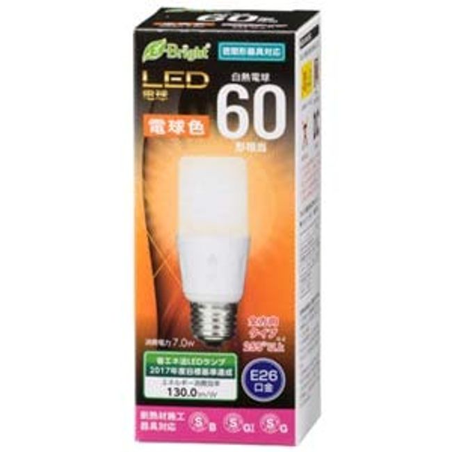 Ohm Electric LDT7L-G IS21 06-3611 OHM LED Light Bulb T Shape E26 60 Equivalent Bulb Color