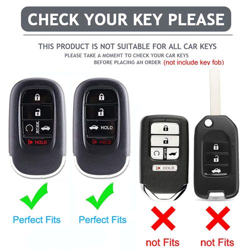 Cacacar for Honda Key Fob Cover with Keychain, for Honda Civic CR-V Accord HR-V Pilot Premium Soft TPU Full Protection Key Fob Case Smart Remote Key Protector (Size D-Black)