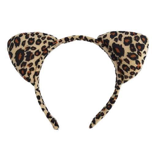 Xansema Leopard Cheetah Ears Headband for Women Girls, Cute Hair Hoop Headwear Halloween Christmas Costume Cosplay (Leopard B)