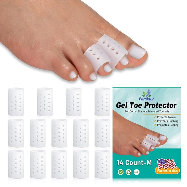 Gel Toe Protector 14pcs Medium Open Toe Sleeves Toe Caps Breathable Toe Cushi...