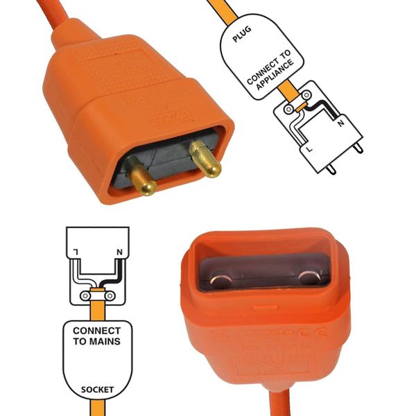 Spares2go Cable Connector Repair Kit Coupler 2 Core Socket Plug for Lawnmower Strimmer Trimmer