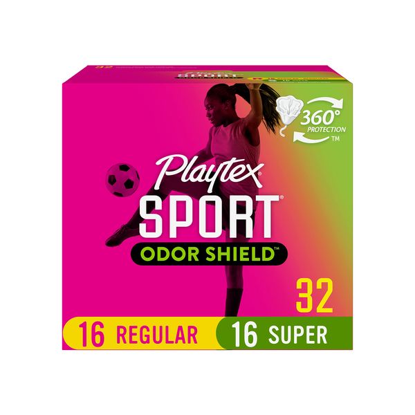 Playtex Sport Odor Shield Tampons, Multipack (16ct Regular/16ct Super Absorbency), Unscented - 32ct