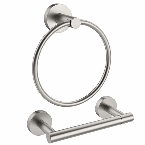 RARXTR Brushed Toilet Paper Holder & Towel Ring SUS304 Stainless Steel 2pc Bathroom Hardware Set with Double Post Pivoting Toilet Paper Roll Holder Wall Mount & Bathroom Towel Holder Set