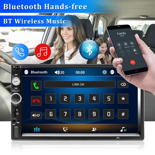 UNITOPSCI Car Stereo Double Din 7 Inch HD Touch Screen Car Radio with Bluetooth Backup Camera Car MP5 Player Digital Display Support FM Radio Mirror Link/AUX-in/USB/SD Playback SWC