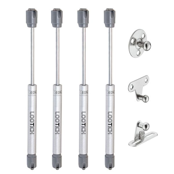 LOOTICH 60N Automatic Lid Stay Support Kitchen Cabinet Cupboard Door Toy Box Hydraulic Spring Gas Strut Piston Soft Opening Hinges for Flap Fittings Pack of 4