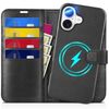 TUCCH iPhone 16 Plus Compatible Case Notebook Type 2 in 1 Separate Type iPhone 16 Plus Notebook Type Case Removable [RFID Blocking] Card Pocket Horizontal Stand Function Shock Absorption Full