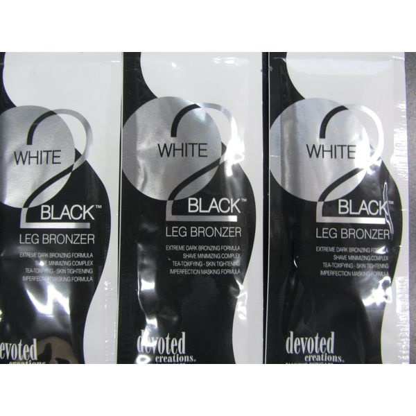 50 PACKETS DEVOTED CREATIONS WHITE 2 BLACK LEG BRONZER TANNING LOTION