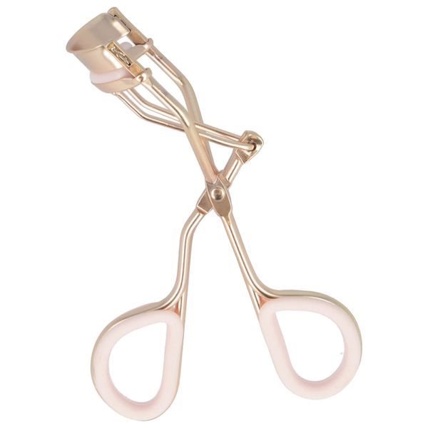 PARSA Beauty LOV.U Wimpernzange – Goldener Eyelash Curler mit Gummipad in Pastellrosa – Lash Curler für jede Augenform – Wimperzange zur optischen Verlängerung der Wimpern – Wimpern Curler