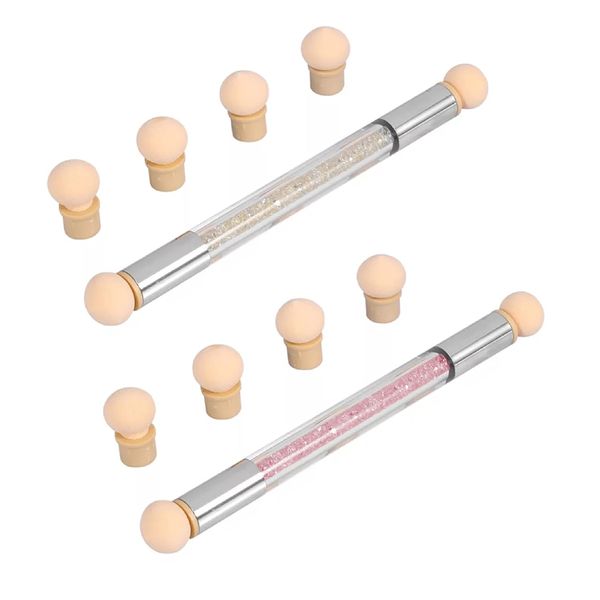 HAMILO Nail Art Tool Gel Nail Sponge Pen with Replacement Sponge 2 Color Set (Clear x Pink)