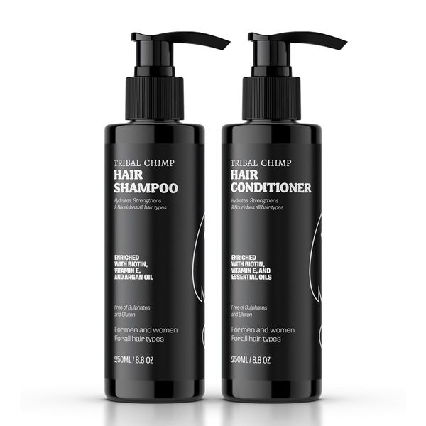 Hair Care Kit, Shampoo (250ml) + Hair Conditioner (250ml), Moisturizing Shampoo and Conditioner Set - Tribal Chimp