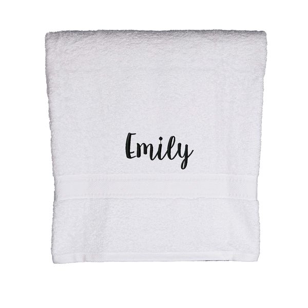 aztex Personalised Combed Cotton Towels, 100% Cotton - Bath Sheet, White