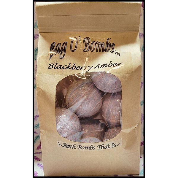 *NEW* Handmade 'Blackberry Amber' Relaxing Bathbombs(6)! Bag O' Bombs! 15 oz