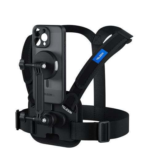 TELESIN Mobile Phone Chest Mount Harness Strap Cell Phone Holder Mount for iphone16 Pro, Strap Harness Mount with MagSQ Double Lock, Super Stable