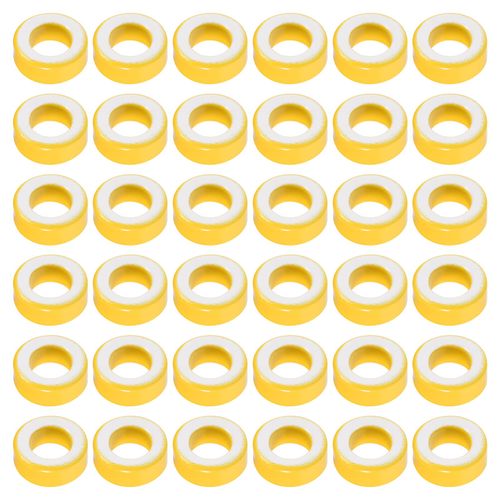 YOKIVE 200 Pcs Toroid Core, Ferrite Chokes Ring Iron Powder Inductor Ferrite Rings, Good for Power Transformers (Yellow White, 13mm x 7.4mm x 5mm)