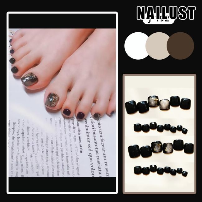 Toe Nails  [Set of 24] Nail Tips Nail Tips Nail Stickers False Nails False Nails Present Paste Nails Peelable Summer Nails Nail Supplies Nail Art Nail Parts NAILUST