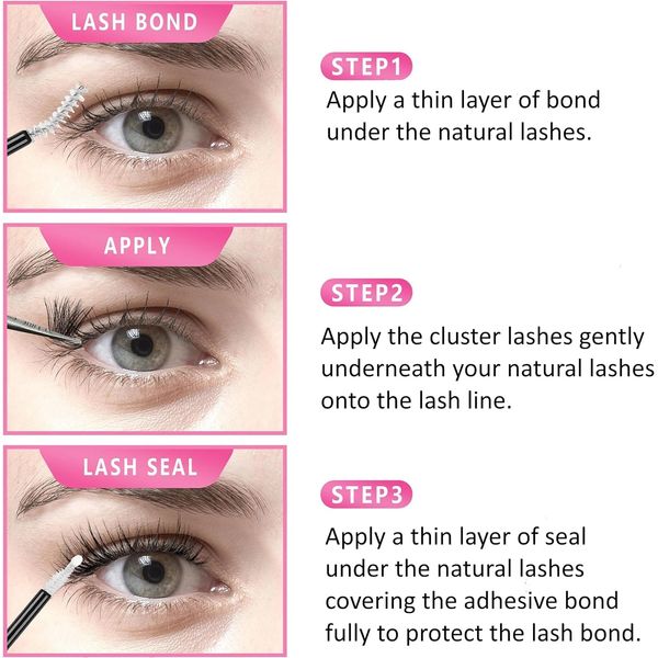 Tutu Lash Day Tu Day DIY Cluster Lash Kit lashes bond/seal & applicator self application easy to apply lashes lash cluster box re-usable vegan (Day Tu Day Kit Clusters Bond/Seal Applicator)