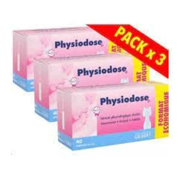 Physiodose Physiological Serum - 3 Boxes of 40 Single Doses, 40 Count (Pack of 3)