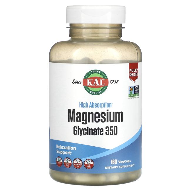 KAL High Magnesium Glycinate 350 Vegetarian Capsules 160 Tablets 151521