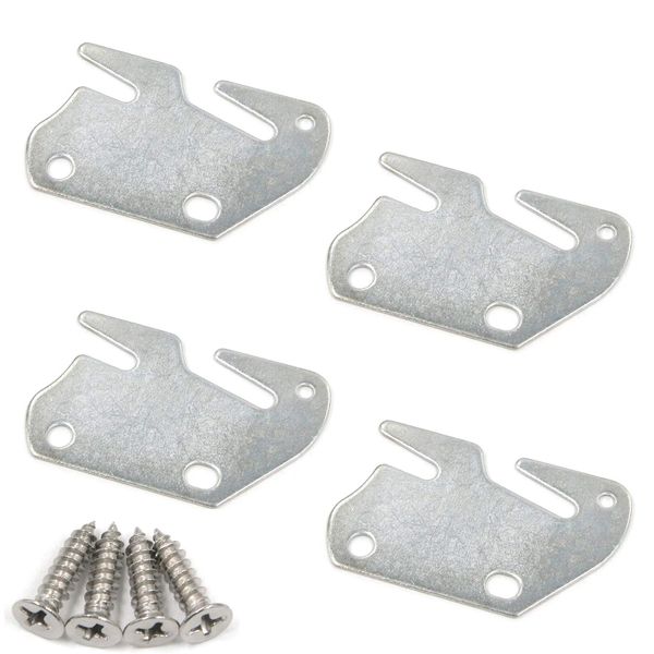 Bitray Wood Bed Plates Wood Bed Rail Hook Plates for Bed Frame Bracket Headboard Footboard Replacement - 4pcs