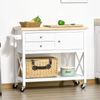 Mobile Trolley Island with 2 Drawers, 1 Cabinet and 1 Bottom Storage Shelf