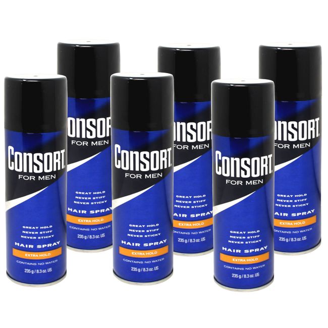 Consort For Men Hair Spray Aerosol, Extra Hold 8.30 oz - Pack of 6