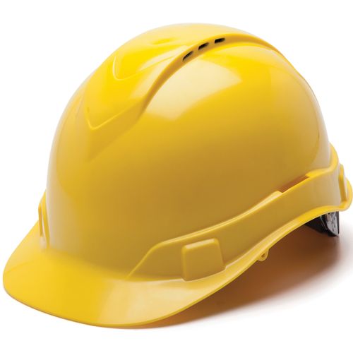 Pyramex Ridgeline Cap Style Hard Hat 4 Point Ratchet Vented Yellow