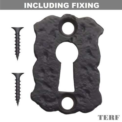 TERF® Traditional Vintage Style Antique Black Escutcheon Open 45mm Keyhole Cover Escutcheon including Fixing Screw - Pack of 1