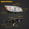 For 2013-2016 Chevy Malibu Headlights Assembly Chrome Housing Left+Right Pair