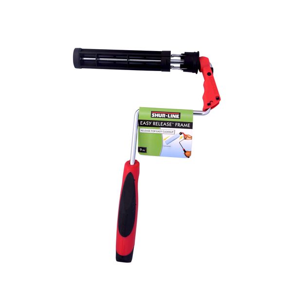 Shur-Line 8609L 9 Inch Wide Easy-Release Paint Roller Frame, Lock to Prevent Roller Slipping, Unlock for Mess-Free Release