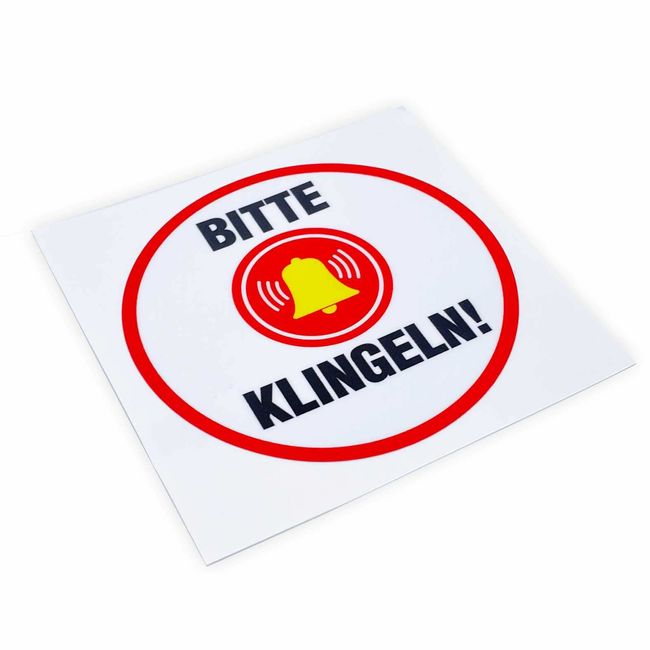 Aufkleber "Bitte klingeln" - Hinweisaufkleber für den Innen- und Außenbereich - Folie selbstklebend (BITTE KLINGELN_8x8cm_Style2)