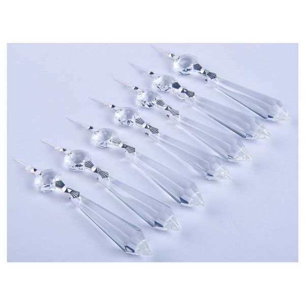 H&D 10pcs Chandelier Crystal Pendants Icicle Crystal Prism Glass Pendants Beads (Clear)