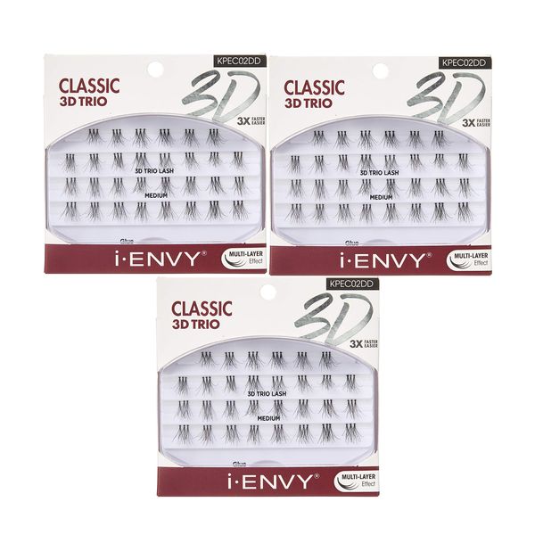 i-ENVY 3D Trio Classic Lash Medium (3 Pack) Natural Fluffy Effect 3X Faster Easier Application